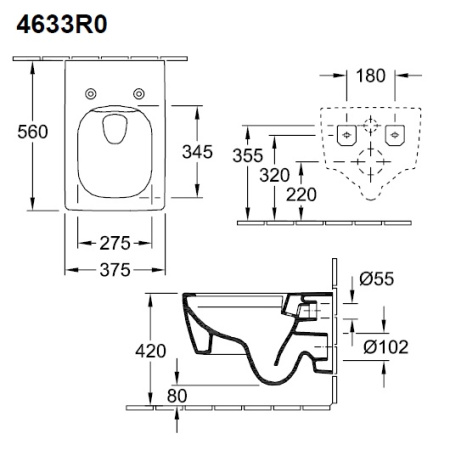 Унитаз подвесной безободковый Villeroy&Boch Memento 2.0 4633R001 без сиденья